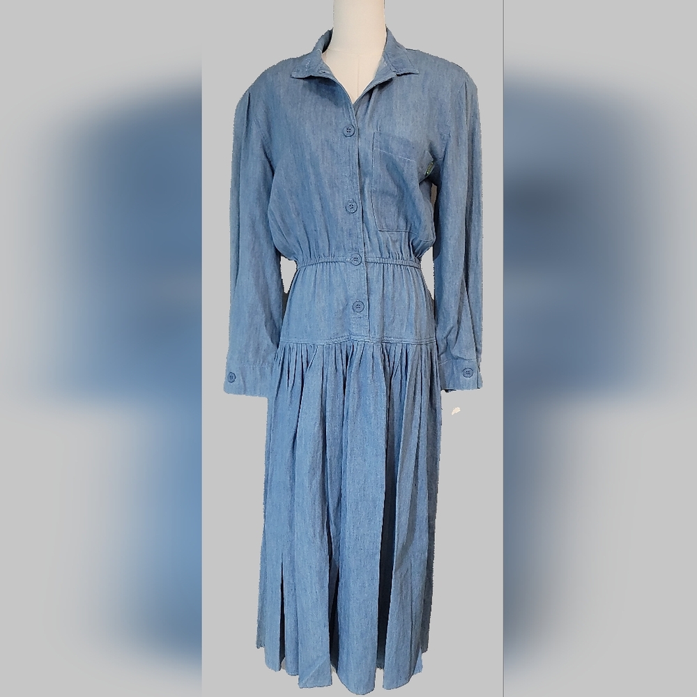 GENE EWINGS ‎ BIS VINTAGE 90' DENIM Maxi Dress!